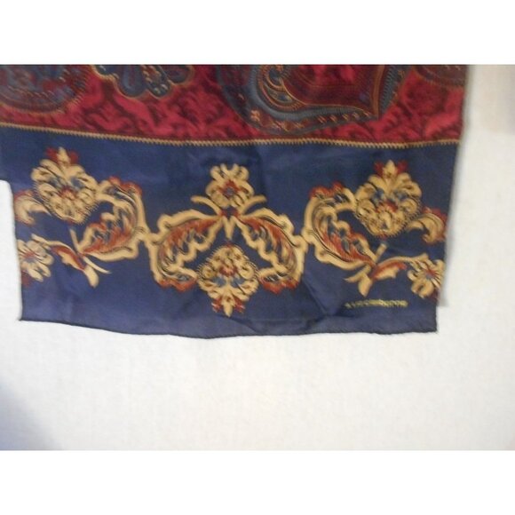 Blue Burgundy Paisley Liz Claiborne rectangle scarf - Estate Find - Picture 4 of 4